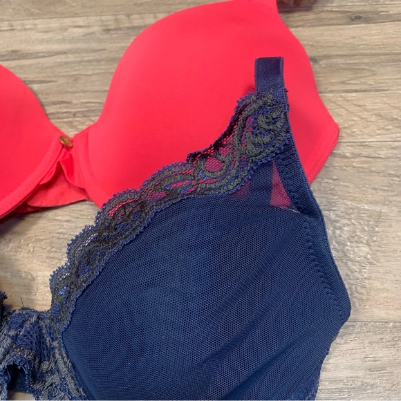 Natori 2 Bras Feathers Lace Contour Pure Luxe Underwired T Shirt - Picture 3 of 12